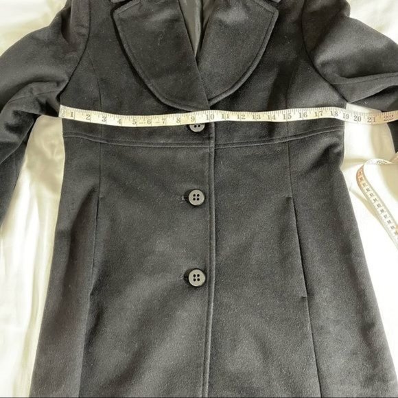 Jones New York Woman's Black Notch Collar Wool Coat Single Breasted Long Size 8 - Picture 6 of 7